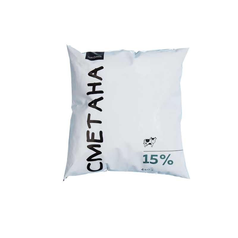 Сметана LVK MILK 15%, 450г, плівка поліетиленова